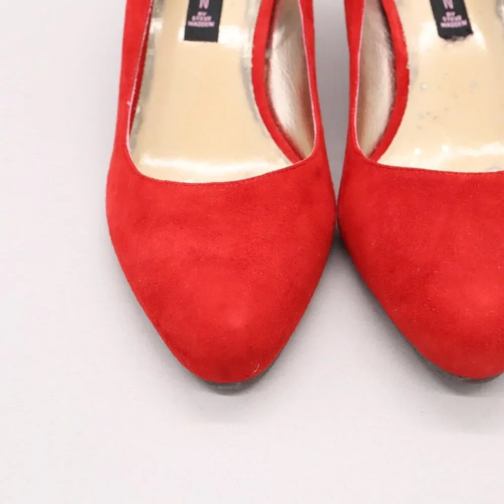 STEVEN BY Steve Madden Bouco Red Suede Wedge Heels Womens Size‎ 7.5 B